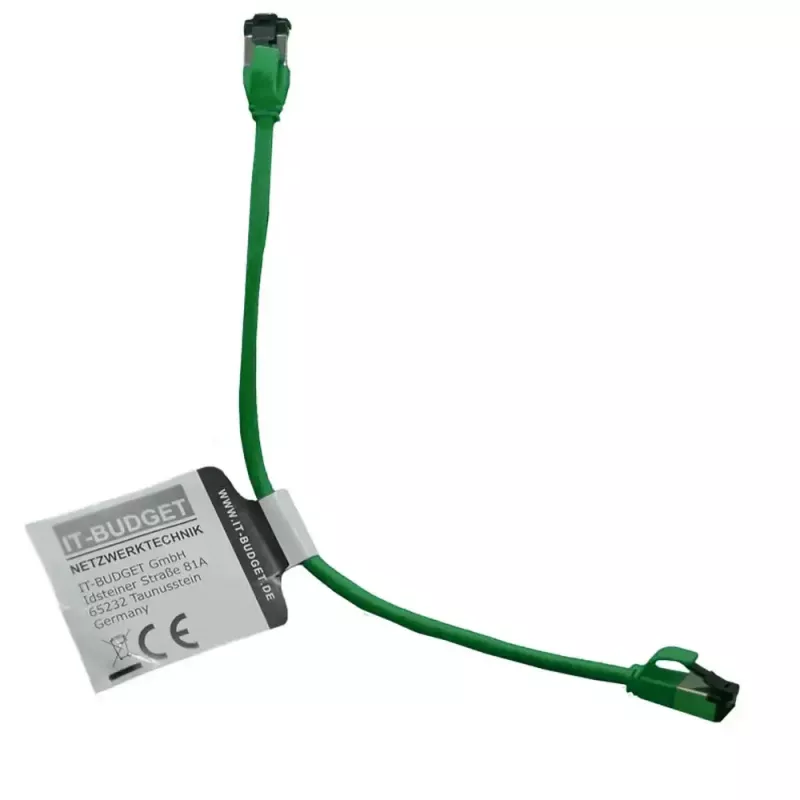 IT-BUDGET Cat.8.1 plonas tinklo kabelis (patch), S/FTP, 40 Gbps, 2000 MHz, žalias, 0,15 m 90ITBSLIM81PK015GR
