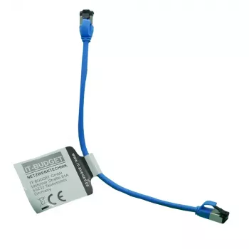 IT-BUDGET Cat.8.1 plonas Ethernet tinklo kabelis, S/FTP, 40Gbps, 2000MHz, LSZH, PoE+, mėlynas, 0,5m 90ITBSLIM81PK050B