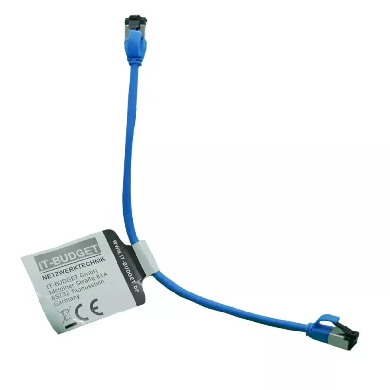 IT-BUDGET Cat.8.1 plonas Ethernet tinklo kabelis, S/FTP, 40Gbps, 2000MHz, LSZH, PoE+, mėlynas, 0,5m 90ITBSLIM81PK050B