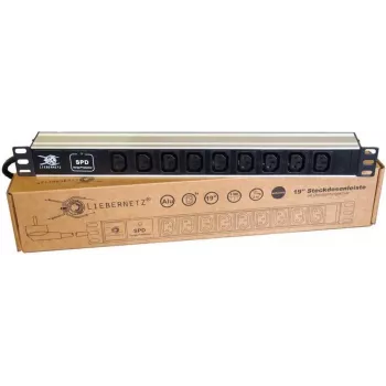 Liebernetz 19 inch 1U stovo maitinimo paskirstymo blokas PDU, 9x C13 lizdai, apsauga nuo viršįtampių, aliuminis, juodas/sidabrinis (90LNSDL199KKSP)