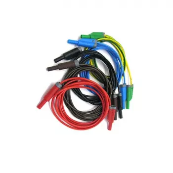 HT INSTRUMENTS KIT TLS-5 saugos matavimo laidų rinkinys, 5 laidai, 2 m, 4mm izoliuoti bananų kištukai, CAT IV 600V / CAT III 1000V, 16 A, silikonas, raudona/juoda/mėlyna/žalia/geltona 2008250