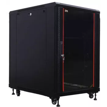 IT-BUDGET 19 colių tinklo spintelė SRK - 18U - 600x1000 mm - stiklo/plieno durys - surinkta - juoda (99ITB19SRK18610GSNM)