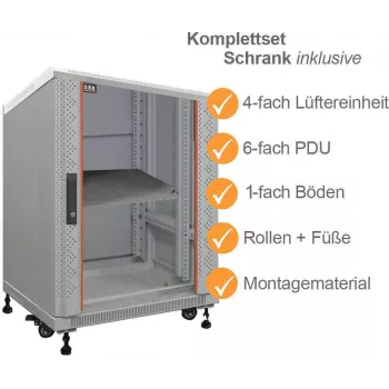 IT-BUDGET 19 colių tinklo spintelė SRK komplektas 12U 600x800 mm, šviesiai pilka, išskaidyta