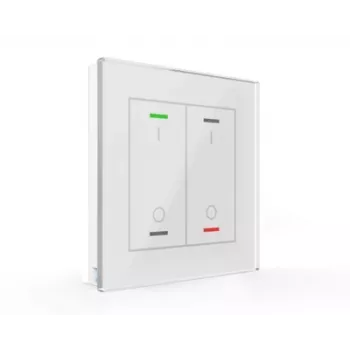 MDT BE-GTL2TW.B1 Glass Push Button II Light 2-jų mygtukų RGBW su temperatūros jutikliu, baltas