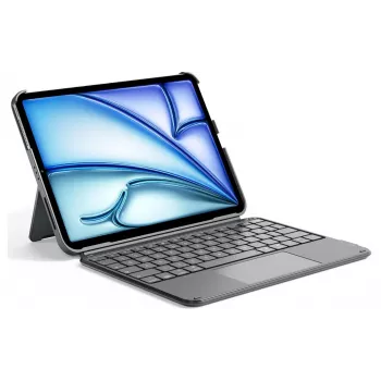 DIGISTOR HK Inateck KB04122 klaviatūros dėklas su jutiklių plokštele iPad 11 inch A16 / Air M3-M2 / Pro, nuimama, apšviesta, QWERTZ vokiška klaviatūra, grafito pilka