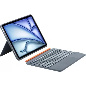 DIGISTOR HK Inateck KB04122 klaviatūros dėklas su jutiklių plokštele iPad 11 inch A16 / Air M3-M2 / Pro, nuimama, apšviesta, QWERTZ vokiška klaviatūra, grafito pilka