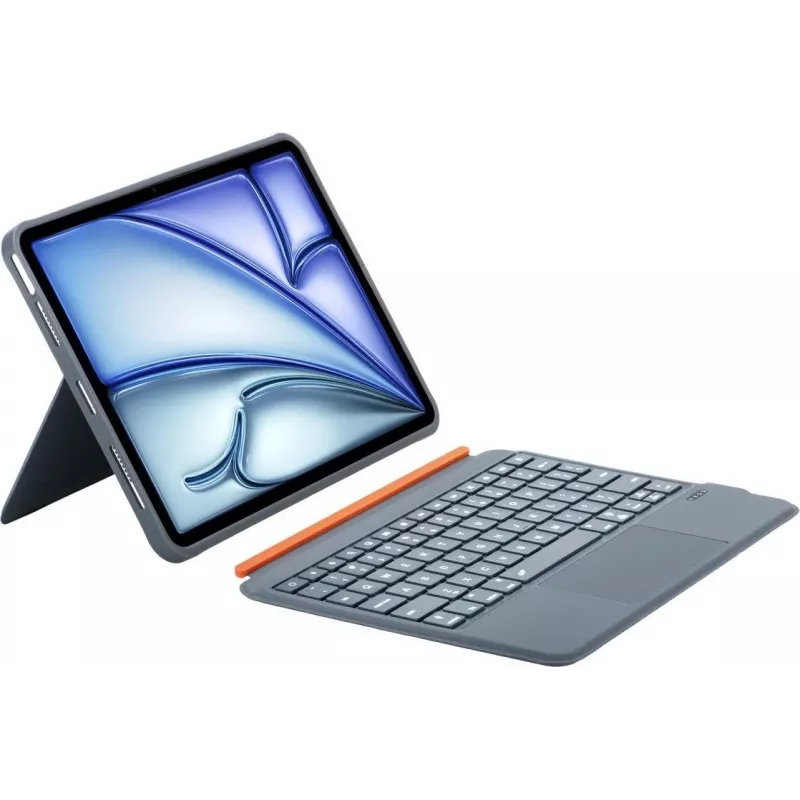 DIGISTOR HK Inateck KB04122 klaviatūros dėklas su jutiklių plokštele iPad 11 inch A16 / Air M3-M2 / Pro, nuimama, apšviesta, QWERTZ vokiška klaviatūra, grafito pilka