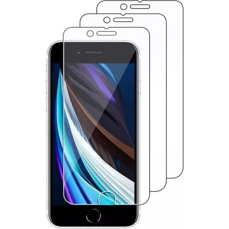 JETech grūdinto stiklo ekrano apsauga iPhone SE 3/2 (2022/2020) 4,7 inch - 3 vnt., 9H, 2.5D, suderinama su dėklais