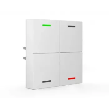 MDT BE-TAL63T4.01 KNX stiklinis mygtukų jutiklis 4-ių klavišų su RGBW būsenos LED, temperatūros, artumo ir šviesumo jutikliais, Studio White Glossy