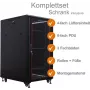 IT-BUDGET 19 inch Tinklo spintelė SRK komplektas 22U 600x800 mm stiklo/plieno durelės, 4 ventiliatoriai, PDU, lentynos, išardoma, juoda 90ITB19SRK2268GS