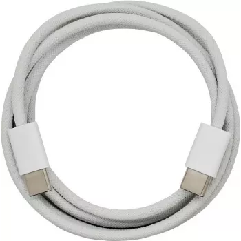 PowerRay USB-C į USB-C duomenų ir įkrovimo kabelis, 60W PD, nailonu pintas, 1m, baltas, urminis