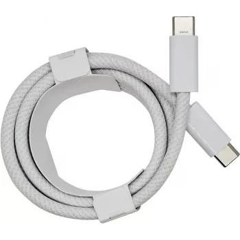 PowerRay USB-C į USB-C 240W nailono pinto kabelis, 2m, baltas, pakuotėje