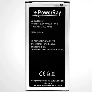 PowerRay akumuliatorius PR-S5, skirtas Samsung Galaxy S5, 2800 mAh, didmeninė pakuotė (PR-S5)