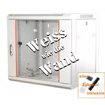 IT-BUDGET 19 colių tinklo spintelė SWA - 12U - 570x600 mm - stiklinės durelės - nuimami šonai - montavimas ant sienos/grindų - priedų rinkinys - gryna balta (90ITB19WS1266GW)