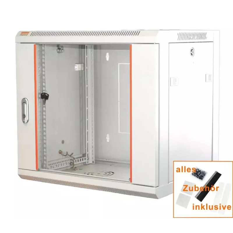 IT-BUDGET 19 colių tinklo spintelė SWA - 12U - 570x600 mm - stiklinės durelės - nuimami šonai - montavimas ant sienos/grindų - priedų rinkinys - gryna balta (90ITB19WS1266GW)