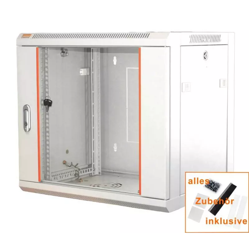 IT-BUDGET 19 colių tinklo spintelė SWA - 12U - 570x600 mm - stiklinės durelės - nuimami šonai - montavimas ant sienos/grindų - priedų rinkinys - gryna balta (90ITB19WS1266GW)