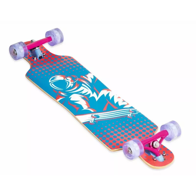 MUUWMI AU 560 Longboard Compact Cruiser Skateboard, ABEC 7 guoliai, LED šviečiantys ratukai, 7 sluoksnių kanadietiško klevo