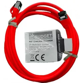 IT-BUDGET Full Copper Premium tinklo kabelis - Slim AWG 28 - Cat.8.1 - 2000 MHz - be halogenų - PoE+ - 40Gbit - raudonas - 3 m (90ITBSLIM81PK3R)