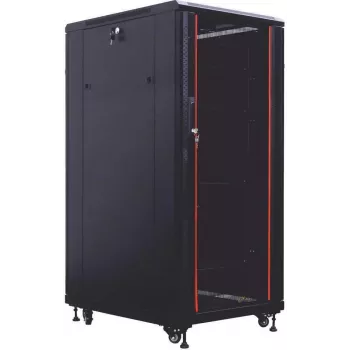 IT-BUDGET 19 colių serverių spintelė SRK - 27U - 800x800 mm - Stiklo/plieno durelės - Kabelių kanalai - Surinkta - Juoda (99ITB19SRK2788GSNM)