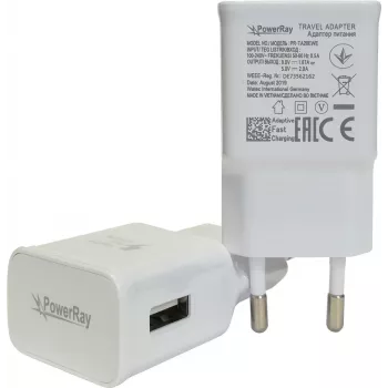 PowerRay įkroviklis PR-TA20EWE, EU specifikacija 2 kontaktų su CE, 2000mAh, baltas, didmeninė pakuotė (PR-TA20EWE)