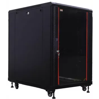 IT-BUDGET 19 inch Tinklo spintos SRK - 18U - 600x800 mm - Stiklinės/Medinės Durys - Surinkta - Juoda 99ITB19SRK1868GSNM