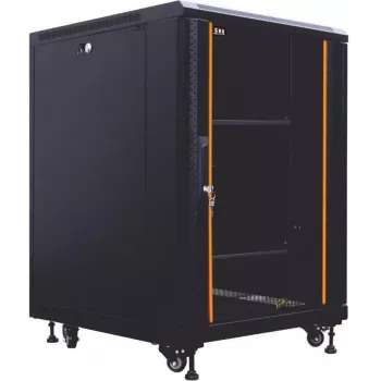 IT-BUDGET 19 inch Tinklo spintelė SRK - 12U - 600x800 mm - Stiklo/Plieno durys - Išardoma - Juoda (90ITB19SRK1268GSN)