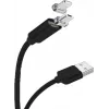 CYOO magnetinis USB įkrovimo ir duomenų kabelis - 2-in-1 Micro USB ir Lightning į USB - 1m - juodas