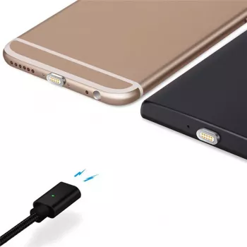 CYOO magnetinis USB įkrovimo ir duomenų kabelis - 2-in-1 Micro USB ir Lightning į USB - 1m - juodas