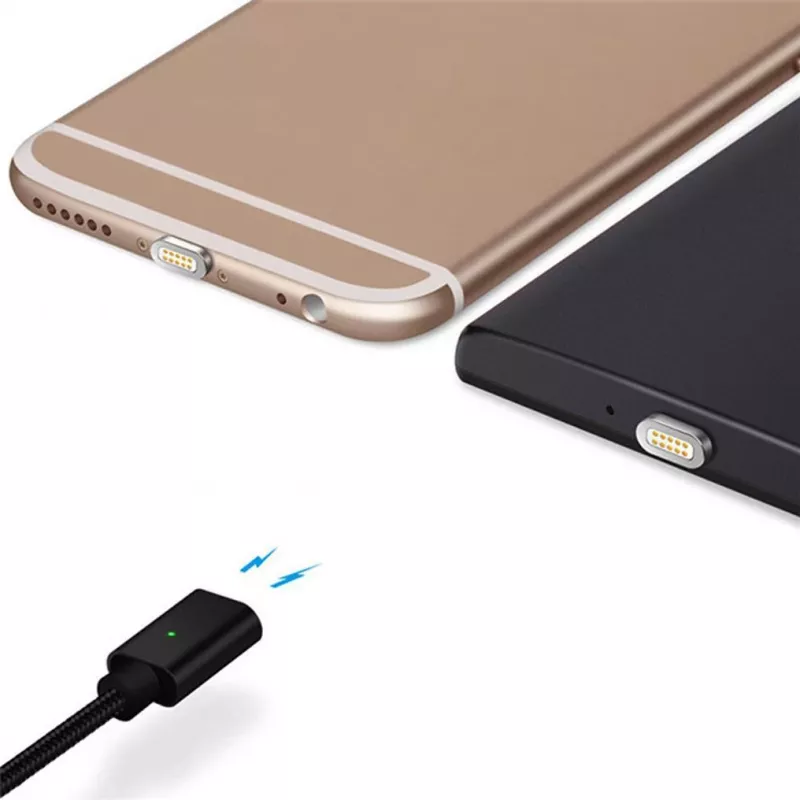 CYOO magnetinis USB įkrovimo ir duomenų kabelis - 2-in-1 Micro USB ir Lightning į USB - 1m - juodas