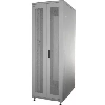 IT-BUDGET 19 inch serverinė spinta SRK komplektas - 42U - 600x1000 mm - perforuotos dvigubos durelės priekyje ir gale - 4 aktyvūs ventiliatoriai - PDU - lentynos - surinkta - šviesiai pilka 99ITB19SRK42610DTGM