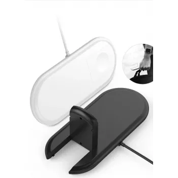 CYOO 2-in-1 belaidžio įkrovimo aikštelė Qi 10W greitasis įkrovimas, dvi zonos, juoda