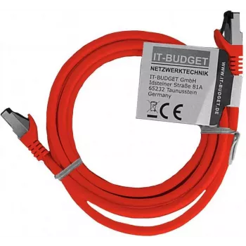 IT-BUDGET Full Copper Premium komutacinis kabelis - Flex AWG 26 - Cat.8.1 - 2000 MHz - be halogenų - PoE+ - 40 Gbit - raudonas - 2 m 90ITBFLEX81PK2R