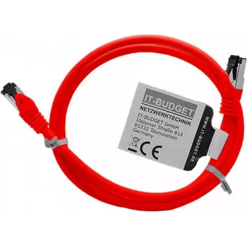 IT-BUDGET Vollkupfer Premium Patchkabel - Flex AWG 26 - Cat.8.1 - 2000 MHz - halogenfrei - PoE+ - 40GBit - raudonas - 1 m (90ITBFLEX81PK1R)