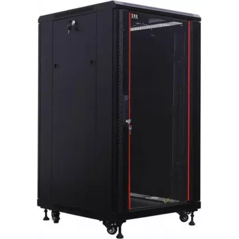 IT-BUDGET 19 inch Tinklo spintelė SRK - 18U - 600x800 mm - Stiklinės/Plieninės durys - Išardoma - Juoda (90ITB19SRK1868GSN)
