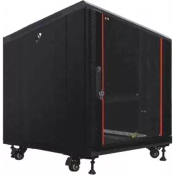 IT-BUDGET 19 colių serverio spintelė SRK, 12U, 600x1000 mm, stiklinėmis priekinėmis durimis, vientisomis galinėmis durimis, išardoma, juoda 90ITB19SRK12610GSN