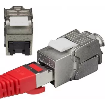IT-BUDGET RJ45 Business Keystone modulis Cat.6A ekranuotas, montuojamas be įrankių, mažo dydžio su apsaugine sklende, PoE+ (90ITBKM6ASS)
