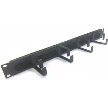 IT-BUDGET 19 colių 1U kabelių valdymo šepetėlio skydas su 4 metaliniais kabelių spaustukais 44x70 mm juodas 90ITBKDFPMB1HES