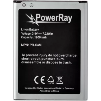 PowerRay baterija PR-S4M, skirta Samsung Galaxy S4 Mini, 1900 mAh, pakuotė be įpakavimo (PR-S4M)