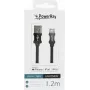 PowerRay PR-DCUL120TBK USB-A į Lightning MFi sertifikuotas pintas nailoninis duomenų ir įkrovimo kabelis, 1,2 m, juodas