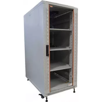 IT-BUDGET 19 inch Tinklo spintelė SRK pilnas komplektas 22U 600x600 mm stiklinės/vientisos durys, 4 ventiliatoriai, PDU, lentynos, išardoma, šviesiai pilka 90ITB19SRK2266GG