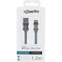 PowerRay USB to Lightning MFi pintas kabelis 1,2 m, tekstilinis pilkas PR-DCUL120TGY