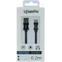 PowerRay USB-A į Lightning duomenų/įkrovimo kabelis 0,2 m, tekstilinis, juodas PR-DCUL020TBK