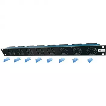 Liebernetz 19 colių 1U stelažo ventiliatorių blokas - horizontalus išmetimas, 95 m³/h, 12V DC, 34 dB, juodas (90LN19LUE1HE8BR)