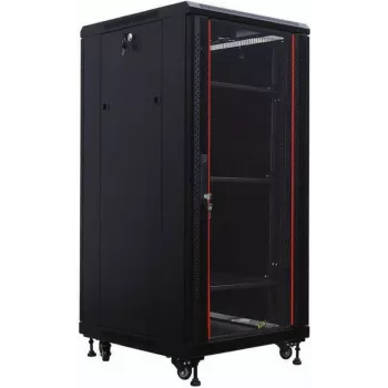 IT-BUDGET 19 inch tinklo spintelė SRK - 27U - 600x600 mm - stiklo/plieno durelės - surenkama - juoda (90ITB19SRK2766GSN)