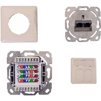 IT-BUDGET SPAR-PACK 10x Cat.6A 2 prievadų RJ45 duomenų lizdas, horizontalus kabelio įvedimas, PoE+, grynai baltas ZAA90ITBDDRW