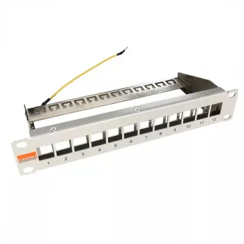 IT-BUDGET 10 inch tuščias patch panelis Keystone moduliams - 12 prievadų - ekranuotas - 1U - neužpildytas - pilkas (90ITB10MT12PG)