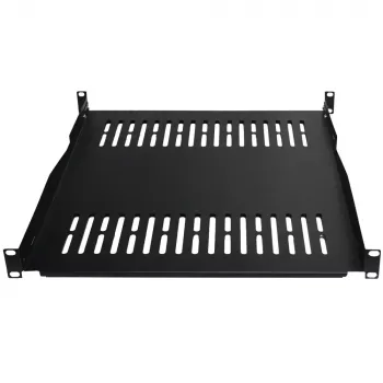 IT-BUDGET 19 inch fiksuota stovo lentyna / prietaisų padėklas, 80 kg apkrova, 450 mm gylis, reguliuojamo gylio tvirtinimas, juoda 90ITB19FBX450S