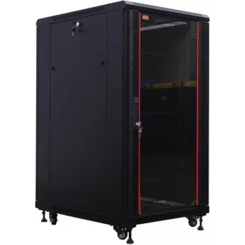 IT-BUDGET 19 inch serverių spintos SRK - 27U - 800x1000 mm - stiklo/plieno durelės - kabelių kanalai - surinkta - juoda 99ITB19SRK27810GSNM