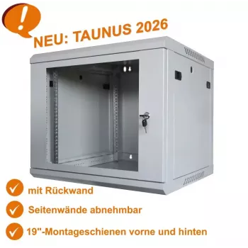 IT-BUDGET TAUNUS 19 colių tinklo spintelė 12U, 600 mm gylio, šviesiai pilka 90ITB19126GG