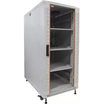IT-BUDGET 19 inch serverinė spinta SRK komplektas - 27U, 600x1000 mm, stiklinės/plieninės durys, 4 aktyvūs ventiliatoriai, PDU, lentynos, šviesiai pilka 90ITB19SRK27610GG